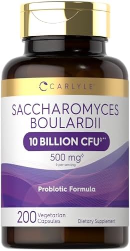 Carlyle Saccharomyces Boulardii Probiotics & Prebiotics | 10 Billion CFUs | 200 Capsules | Value Size | Non-GMO, Gluten Free Supplement Carlyle