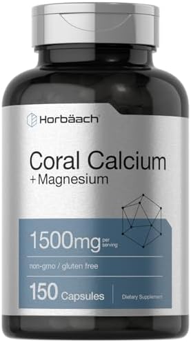 Horbäach Coral Calcium 1500mg 150 Capsules | Plus Magnesium | Non-GMO, Gluten Free Supplement Horbäach