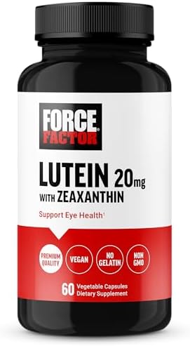 FORCE FACTOR Lutein and Zeaxanthin Supplements, Eye Vitamins with Lutein 20mg, Eye Health Supplements for Adults, Ingredients Backed by Science, Vegan, Gelatin Free, 60 Vegetable Capsules Force Factor