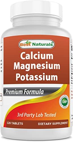 Best Naturals Calcium Magnesium Potassium - 120 Tablets - Non-GMO & Gluten Free Best Naturals