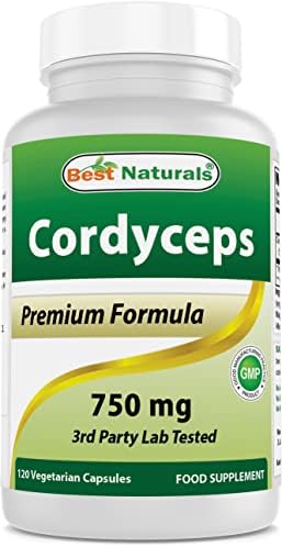 Best Naturals Cordyceps Sinensis Mycelium Mushroom Powder 750 mg 120 Veggie Capsules Best Naturals