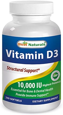 Best Naturals Vitamin D3 10000 IU Softgel, 240 Count Best Naturals