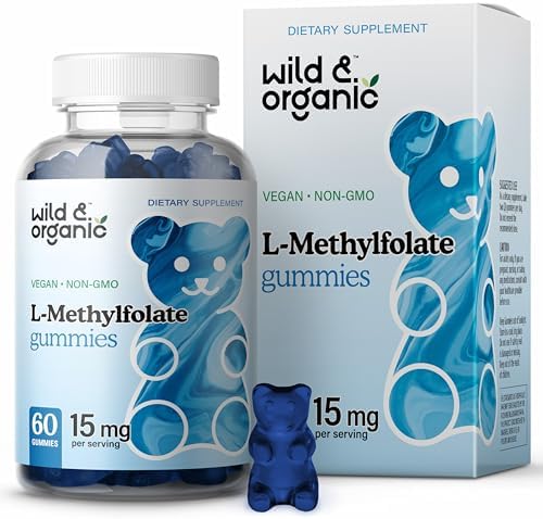 Wild & Organic L-Methylfolate 15mg Gummies - Mood & Brain Support - Folate 5-MTHF Supplement for Brain, Focus, Clarity - Folate Supplement w/Vitamin B9-60 Non-GMO L Methylfolate Gummies Wild & Organic