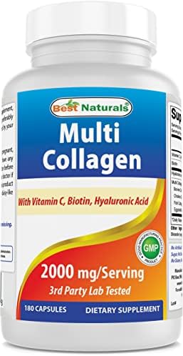 Best Naturals Multi Collagen Pills 2000mg for Women & Men - Hydrolyzed Collagen Peptides Capsules for Hair Skin and Nails with Types I II III V X, Biotin, Hyaluronic Acid & Vitamin C Best Naturals