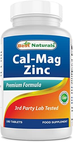 #1 CAL MAG ZINC by Best Naturals - Essential Mineral Complex - Manufactured in a USA Based GMP Certified Facility and Third Party Tested for Purity. Guaranteed!!, 180 Tablets Best Naturals