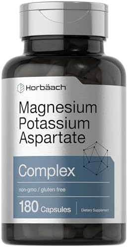 Horbäach Magnesium Potassium Aspartate Complex | 180 Capsules | Non-GMO and Gluten Free Formula Horbäach