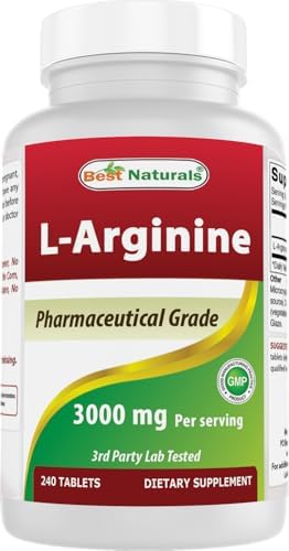 Best Naturals L-Arginine 3000mg Per Serving - 240 Tablets - Pharmaceutical Grade - Non-GMO & Gluten Free - Made in The USA Best Naturals