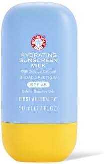 First Aid Beauty - Hydrating Sunscreen Milk with Colloidal Oatmeal, Broad Spectrum SPF 45, Non-comedogenic SPF Formula Helps Nourish Skin with Organic UV Filters & Glycerin, 24-hour Hydration, 1.7 oz First Aid Beauty