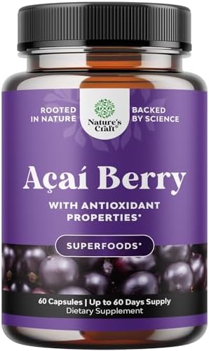 Natural Acai Berry Weight Loss Supplement Detox Products Antioxidant Superfood Cleanse and Burn Fat Improve Health Boost Energy and Digestion Natures Craft