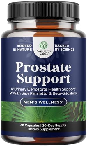 Herbal Prostate Health Supplements for Men - Advanced Prostate Supplements for Men with Beta Sitosterol Selenium Pygeum and Saw Palmetto Support and Frequent Urination - 60 Capsules Natures Craft