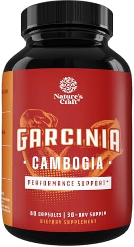 Invigorating Garcinia Cambogia Extract Supplement - 60% HCA Fast Acting Garcinia Cambogia Capsules with Chromium to Help You Reach Your Goals - High Hydroxycitric Acid Vegan Non Stimulating & Non-GMO Natures Craft