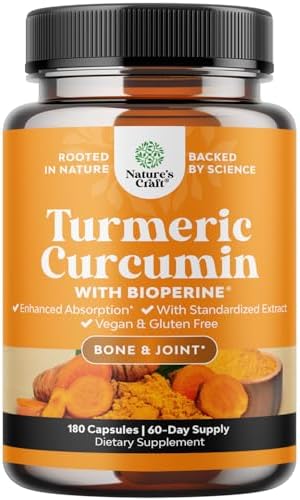 Turmeric Curcumin with Black Pepper Extract - Joint Health Turmeric Supplement with 95% Curcuminoids - Daily Joint Support Supplement with Turmeric Curcumin with Bioperine for Enhanced Absorption Natures Craft