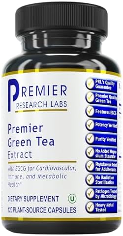 Premier Research Labs Premier Green Tea Extract - Green Tea Capsules, Green Tea Extract Pills, Green Tea Supplement with ECGC, Camellia Sinensis, Pure, Vegan Friendly - 120 Vegetarian Capsules Premier Research Labs