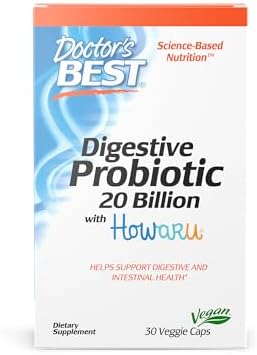 Doctors Best Digestive Probiotic, Supports Digestive & Intestinal Health, Non-GMO, Gluten Free, Vegan 30 Veggie Caps Doctor's Best