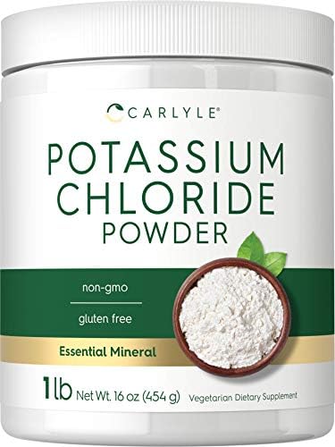 Carlyle Potassium Chloride Powder Supplement 16 oz | Food Grade | Salt Substitute | Vegan, Vegetarian, Non-GMO, Gluten Free Carlyle