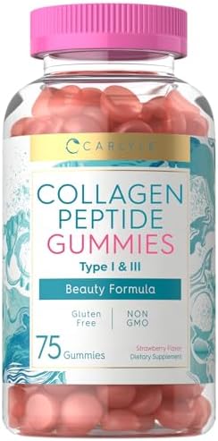 Carlyle Collagen Gummies | Strawberry Flavor Beauty Supplement | Hydrolyzed Collagen Peptides for Women & Men | Type 1 & 3 | Non-GMO, Gluten Free Carlyle