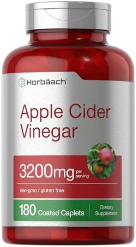 Horbäach Apple Cider Vinegar Caplets 3200mg | 180 Pills | Vegetarian, Non-GMO & Gluten Free Supplement Horbäach