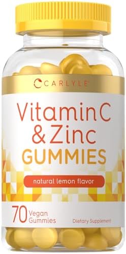 Carlyle Vitamin C and Zinc Gummies | 70 Count | Vegan, Non-GMO, and Gluten Free Supplement | Lemon Flavor Carlyle