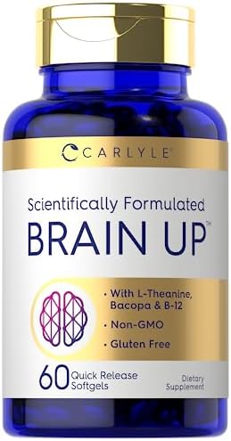 Carlyle Brain Up Supplement | 60 Softgels | with L-Theanine, Bacopa & B-12 | Non-GMO, Gluten Free Carlyle