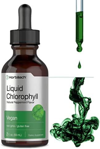 Horbäach Liquid Chlorophyll Drops | 2 oz | Vegan, Non-GMO, and Gluten Free Formula | Natural Peppermint Flavor Horbäach