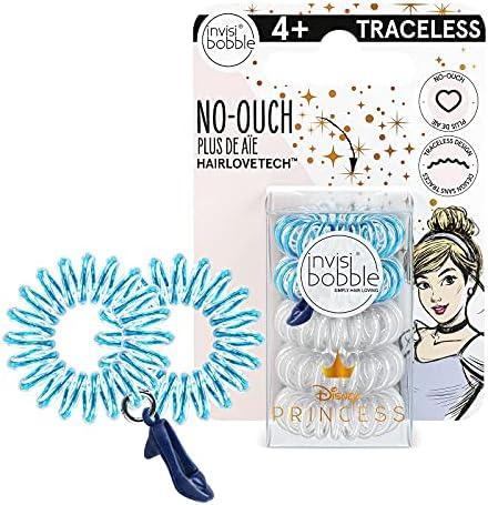 invisibobble Kids Spiral Hair Ring - No-Ouch Coil Hair Ties with Strong Grip, Non-Soaking, High Wearing Comfort Updo Tool for Girls Toddlers and Kids (Princess Cinderella (5-Pack)) Invisibobble