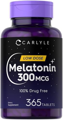 Carlyle Melatonin 300 mcg | 365 Tablets | Low Dose | Vegetarian, Non-GMO, Gluten Free Carlyle