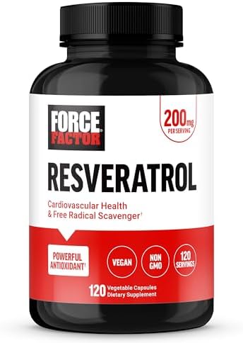 FORCE FACTOR Resveratrol Supplement to Support Heart Health, Antioxidants Supplement and Free Radical Scavenger Made with Japanese Knotweed, Vegan, Non-GMO, 120 Vegetable Capsules Force Factor