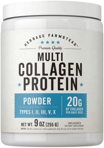 Carlyle Multi Collagen Protein Powder for Women and Men | 9 Oz | Type I, II, III, V, X | Premium Complex Supplement | Unflavored | Non-GMO and Gluten Free | by Herbage Farmstead Carlyle