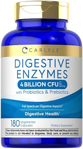 Carlyle Digestive Enzymes | with Probiotics & Prebiotics | 180 Capsules | Non-GMO and Gluten Free Supplement for Men & Women Carlyle