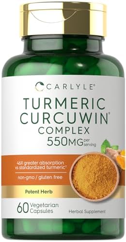 Carlyle Turmeric Supplement 550mg | 60 Capsules | CurcuWin Extract Complex | Vegetarian, Non-GMO, Gluten Free Carlyle