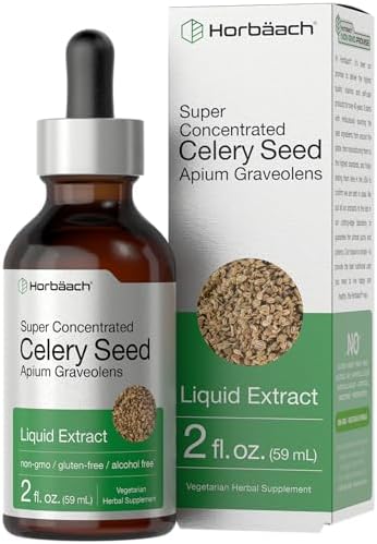 Horbäach Celery Seed Extract | Liquid Drops | 2 fl oz Tincture | Apium Graveolens Supplement | Vegetarian, Non GMO & Gluten Free Horbäach