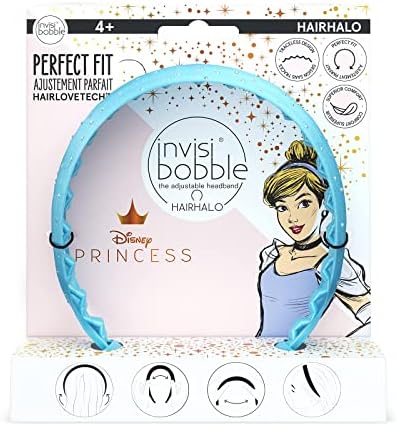 invisibobble HairHalo The Adjustable Headband – Disney Princess Cinderella - Hairbands Made for Everyone - Individually Adapted to the Shape of the Head and Worn All Day with No Pain or Uncomfortable Pressure Invisibobble