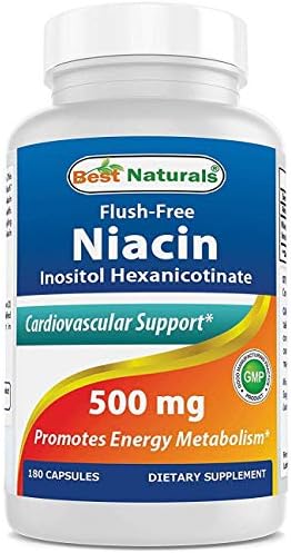 Best Naturals Flush-Free Niacin Inositol Hexanicotinate 500 mg 180 Capsules Best Naturals