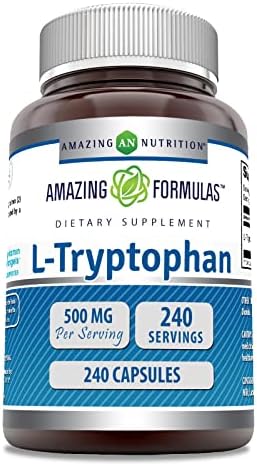 Amazing Formulas L-Tryptophan 500 Mg Capsules Supplement | Non-GMO | Gluten Free | Made in USA (120 Capsules) Amazing Nutrition