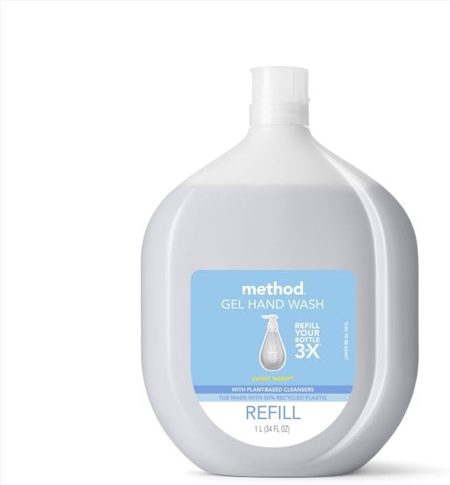 Method 328104 Naturally-Derived Gel Hand Soap Refill, Sweet Water, 34-oz. - Quantity 4 Method