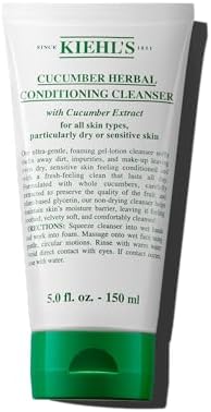 Kiehl's Cucumber Herbal Conditioning Cleanser, Gentle Face Wash for Dry & Sensitive Skin, Leaves Skin Feeling Fresh, with Cucumber Extract & Glycerin, Non-drying Formula, All Skin Types - 5 fl oz Kiehl's