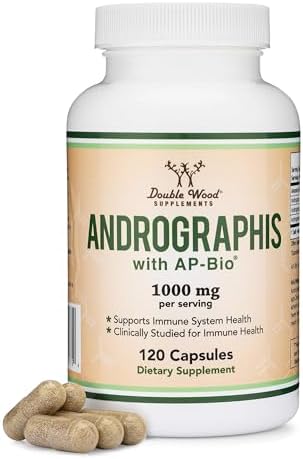 Andrographis Capsules Max Andrographides - 1,000mg Serving Size (120 Capsules) with AP-Bio (Patented Andrographis Paniculata Extract) - Clinically Studied for Immune System Health by Double Wood Double Wood Supplements