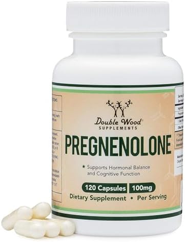 Pregnenolone 100mg per Serving (Converted to Progesterone to Boost Progesterone Levels) - Third Party Tested - 120 Capsules (50mg per Capsule) Non-GMO by Double Wood Double Wood Supplements