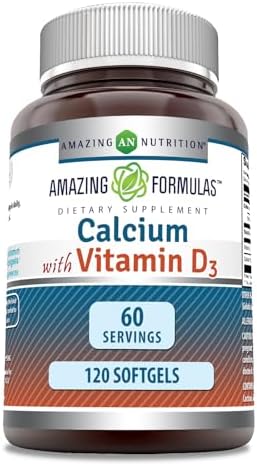 Amazing Formulas Calcium with Vitamin D3 Softgels Supplement | Non-GMO | Gluten-Free (120 Count) Amazing Nutrition