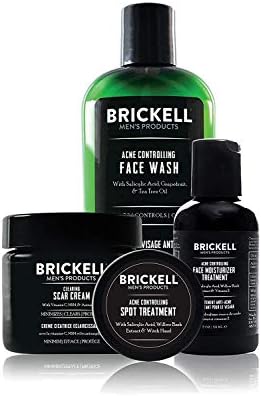 Brickell Men's Acne Controlling System for Men, Acne Fighting Face Moisturizer Treatment, Face Wash, Spot Treatment, and Scar Cream, Natural & Organic Brickell Men's Products