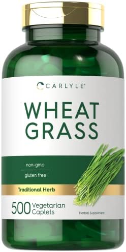 Carlyle Wheat Grass Supplement | 500 Vegetarian Caplets | Non-GMO, Gluten Free Superfood Carlyle