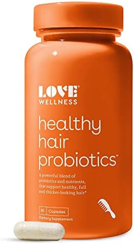 Love Wellness Healthy Hair Probiotics | Support Hair Growth with Biotin and Vitamin B12 & B6 | Supplement for Healthy Scalp & Thicker, Fuller Looking Hair | Safe & Effective | 30 Capsules Love Wellness