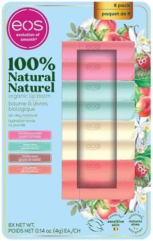 Eos Natural and Organic Lip Balm Stick, 8-pack eos