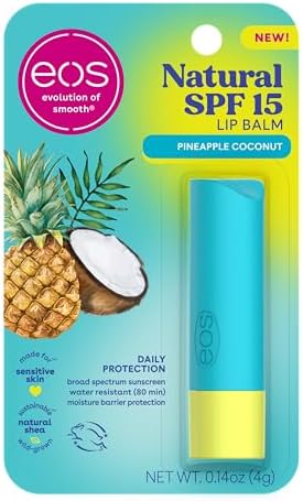 eos Natural SPF 15 Lip Balm- Pineapple Coconut, Daily Protection, Water Resistant, 0.14 oz eos