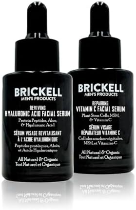 Brickell Men's Daily Anti-Aging Day and Night Serum Routine, All Natural and Organic, Scented Brickell Men's Products