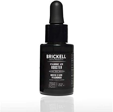 Brickell Men's Hyaluronic Acid Booster Serum for Men, Natural and Organic Hyaluronic Acid Booster for Face to Hydrate and Nourish Skin, Reduce Fine Lines and Wrinkles, Unscented .50 Ounce Brickell Men's Products