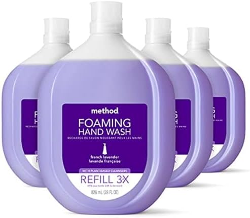 Method Foaming Hand Soap Refill, French Lavender, Recyclable Bottle, Biodegradable Formula, 28 fl oz (Pack of 4) Method