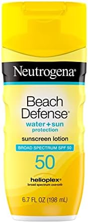 Neutrogena Beach Defense Water-Resistant Sunscreen Lotion with Broad Spectrum SPF 30, Oil-Free and PABA-Free Oxybenzone-Free, UVA/UVB Sun Protection, SPF 50, 6.7 fl. oz Neutrogena