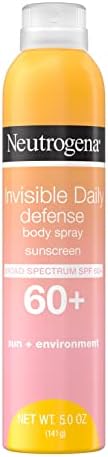 Neutrogena Invisible Daily Defense Body Sunscreen Spray, Broad Spectrum SPF 60+, Oxybenzone-Free & Water-Resistant, Sun & Environmental Aggressor Protection, Antioxidant Complex, 5.0 oz Neutrogena