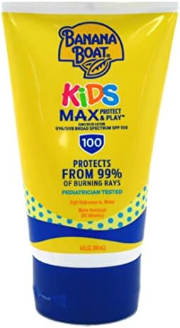 Banana Boat Kids Max Protect & Play Broad Spectrum Sunscreen SPF 100 4 oz (Pack of 6) Banana Boat